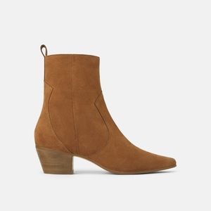 Tan Suede Western Ankle Booties
